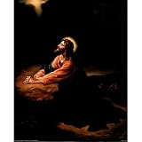 Professionally Framed Gethsemane II (Jesus Praying) Art Poster Print - 13x19 with RichAndFramous Black Wood Frame