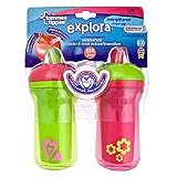 Tommee Tippee 2-Pack Explora Truly Spill Proof Straw Cup 9oz - 12m+ (Pink/Green)