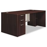 HON® AttuneTM Series Single Pedestal Desk DESK,LT PEDESTL,W/GLAS,MY TCR4909 (Pack of2)