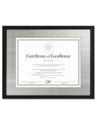 Office Product: DAX N15788ST Contemporary Wood Document/Certificate Frame, Silver Metal Mat, 11 x 14 Inches, Black - DAX