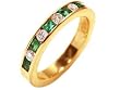 18k Yellow Gold Emerald & Diamond Half Circle Ring Size 6.5 Ct.tw 1.05