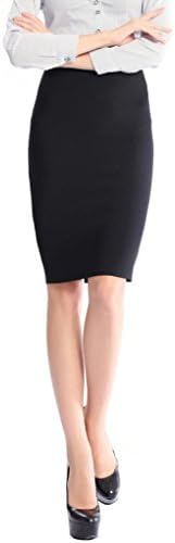 Modenuage Women's High Waist Stretch Basic Pencil Skirt Black S