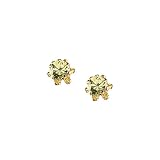 14K Yellow Gold 4 MM Peridot Teen Earring Studs