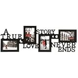 KNL Store A True Love Story Never Ends 4 Picture Collage Photo Frame, 4x6-Inch, Black