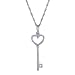 0.12 Ct Diamond Heart And Key Pendant In Sterling Silver With 18'' Chain