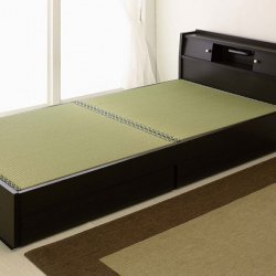 友澤木工 棚 照明 引出付 畳ベッド 日本製フレーム シングル ダークブラウン A151-56-S