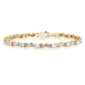 10k Yellow Gold Diamond and Aquamarine Bracelet by magazines