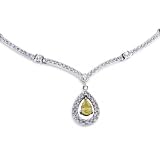 One of a Kind 1 5/8ctw Yellow Sapphire & Diamond Necklace (H/SI) in 18k White Gold