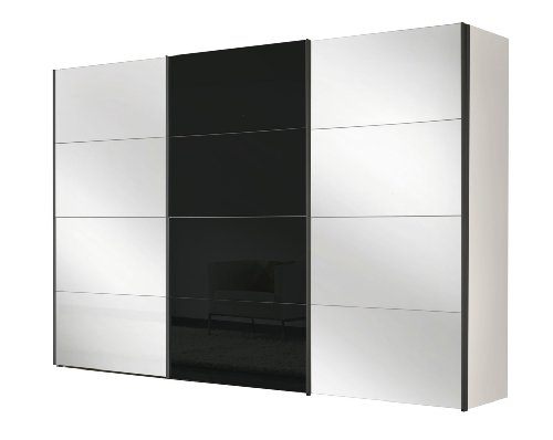 Solutions 49480-321 Schwebet&uuml;renschrank 300 x 216 x 68 cm / polarwei&szlig; / Glas-schwarz