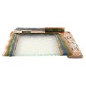 Alef Judaica SB510 Glass and Stone Challah Tray with Stone Handle and Matching Knife