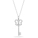 10k White Gold Diamond Butterfly Key Pendant (0.03 cttw, I-J Color, I2-I3 Clarity), 18\