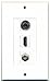 RiteAV - 1 Port HDMI 1 Coax Cable TV- F-Type 1 3.5mm Wall Plate Decora