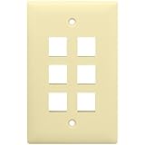 On-Q/Legrand Single Gang Wall Plate, 6-Port, Light Almond