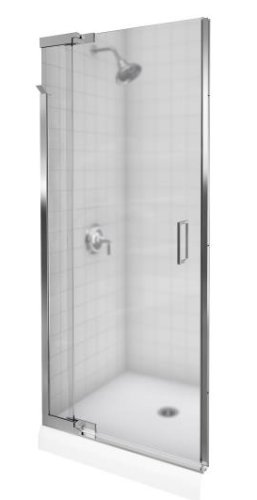 KOHLER K-702010-D3-SH Purist Frameless Pivot Shower Door with Frosted Glass, Bright Silver
