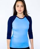 American Apparel 3/4 Sleeve Juniors Baseball Style T-shirt, Classic Girl Juniors Two-Tone 3/4-Sleeve Raglan T-shirt