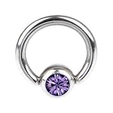 14 Gauge 5/16" Tanzanite Austrian Crystal BCR Captive Ring