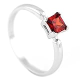 Silver Princess Cut January Garnet Birthstone Child Ring