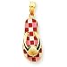 14k Enameled Checkered Flip-Flop Shell Pendant - Measures 24.6x8.1mm - JewelryWeb