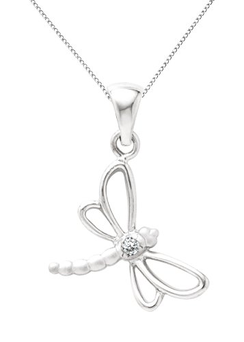Sterling Silver Diamond Dragonfly Pendant