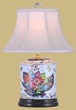 Tobacco Leaf Porcelain Oval Jar Lamp