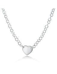 Valentines Day Gifts Bling Jewelry 925 Silver Chain Heart ID Tag Necklace 16in