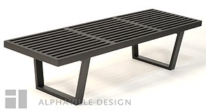 BN-WOOD-5-K 5ft Classic Wooden Bench, Birch Legs in Black Finish with Black Top