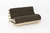 4ft6 (135cm) Double Wooden Futon with CHOC/CREAM Mattress