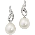 14K White Gold Paspaley South Sea Cultured Fine Drop Pearl and Diamond Earrings