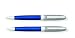 Cross Hamilton Ballpoint and Pencil Set, Chrome with Checkered Engraved Cap and Midnight Blue Lacquer Barrel