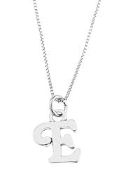 Sterling Silver One Sided Initial Letter E Necklace
