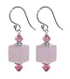 Made with Swarovski Elements� Majestic Rose Quartz Cube & Pink Crystal Sterling Silver French Hook 1.30" Dangle Earrings