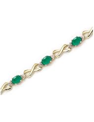 10K Yellow Gold Oval Emerald and Diamond Bracelet by Jewelry Mountain