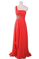 Chiffon/Satin  One Shoulder Sleeveless Prom Dress  With Ruffles