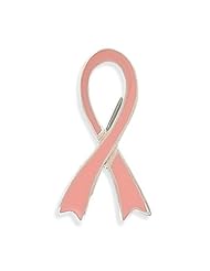 Pink Enamel Awareness Ribbon Pin, Sterling Silver