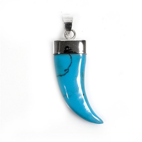 Silver Stone Buffalo Horn Pendants, Size: 40mm (1.6 inches)