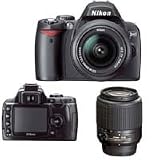 Nikon D40 6.1 Megapixel Digital SLR Camera Two Lens Kit, with 18-55mm f/3.5-5.6G ED II AF-S DX & 55mm - 200mm f/4-5.6G ED-IF AF-S DX VR (Vibration Reduction) - USA Warranty