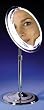 Fluorescent Lighted Adjustable Pedestal Vanity 7X Magnifying Mirror in Chrome