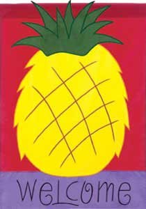 Toland Garden Flag Small Size 11"x15" Applique Pineapple Sweet Welcome #1744