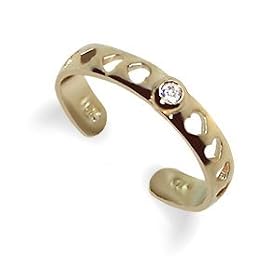 10 KT Gold Toering Cubic Zirconia Womens Toe Ring