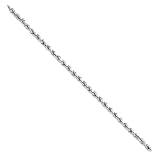 7.25in Rhodium-plated 3mm Diamond Cut French Rope Bracelet