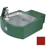 Barrier Free, Square Steel Fountain, Brass Bubbler, Red