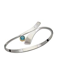 Ed Levin, Allemande Bracelet, Blue Topaz, .925 Sterling Silver & 14K Gold, Sizes S - L, Expandable