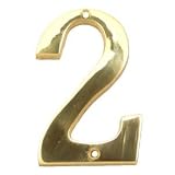 BOLTON 4inch Solid Brass Number 2 In Bright Brass Finish