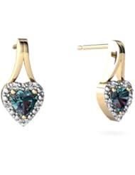 Created Alexandrite 14kt Yellow Gold Earrings