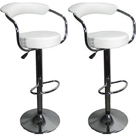 White - Omicron Kitchen Padded Bar Stool (Set of 2) by Premium Outlet