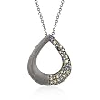Antique Black Rhodium Plated Hooplet Pendant with Colored CZs on Chain Necklace- 16 IN + 2 IN