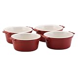BonJour Stoneware 6-Ounce Ramekin Set of 4, Rouge Red
