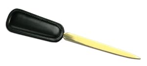 Black Leather Letter Opener, Gold