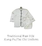 White Silk Kung Fu and Tai Chi Uniform: Jacket and Pants Size XXXL