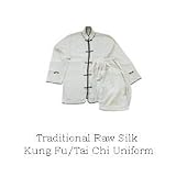 White Silk Kung Fu and Tai Chi Uniform: Jacket and Pants Size XXL